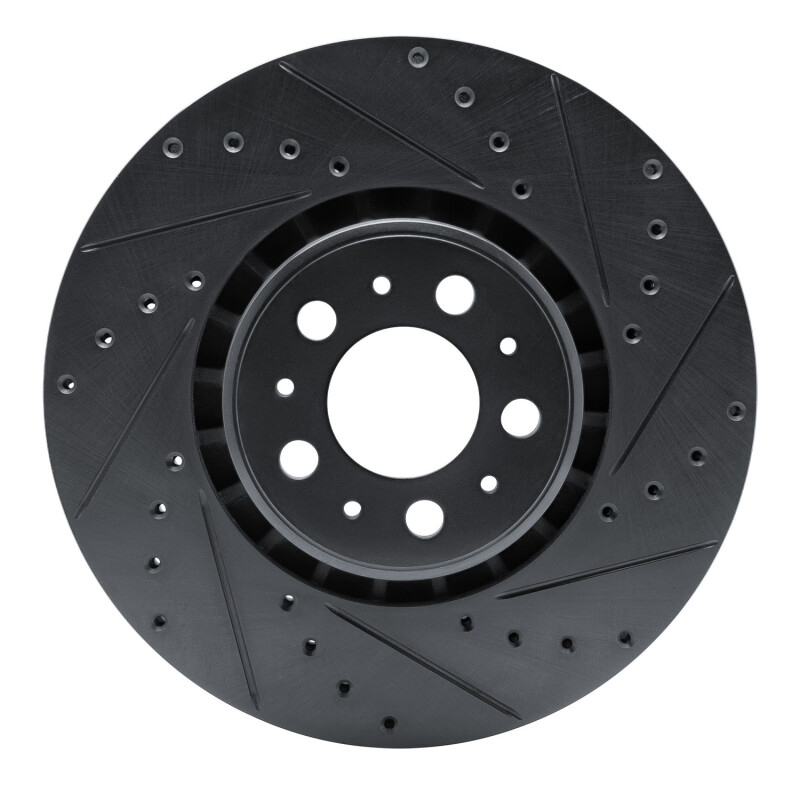 Volvo XC90 Brake Rotor (1) - Front Right - R1 Concepts - Drilled & Slotted - Black - `03-`09